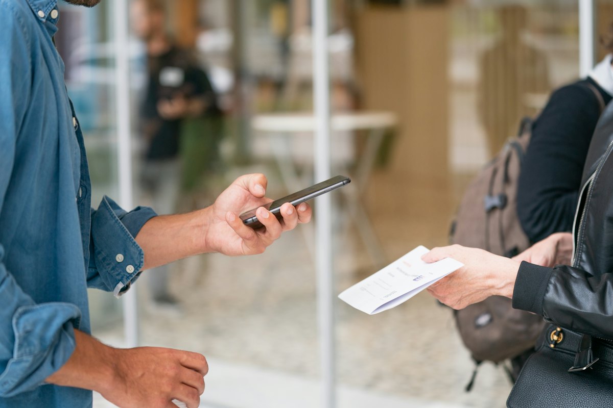 Ticket being scanned on a phone at the door
